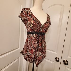 Elegant Paisley Blouse - Red